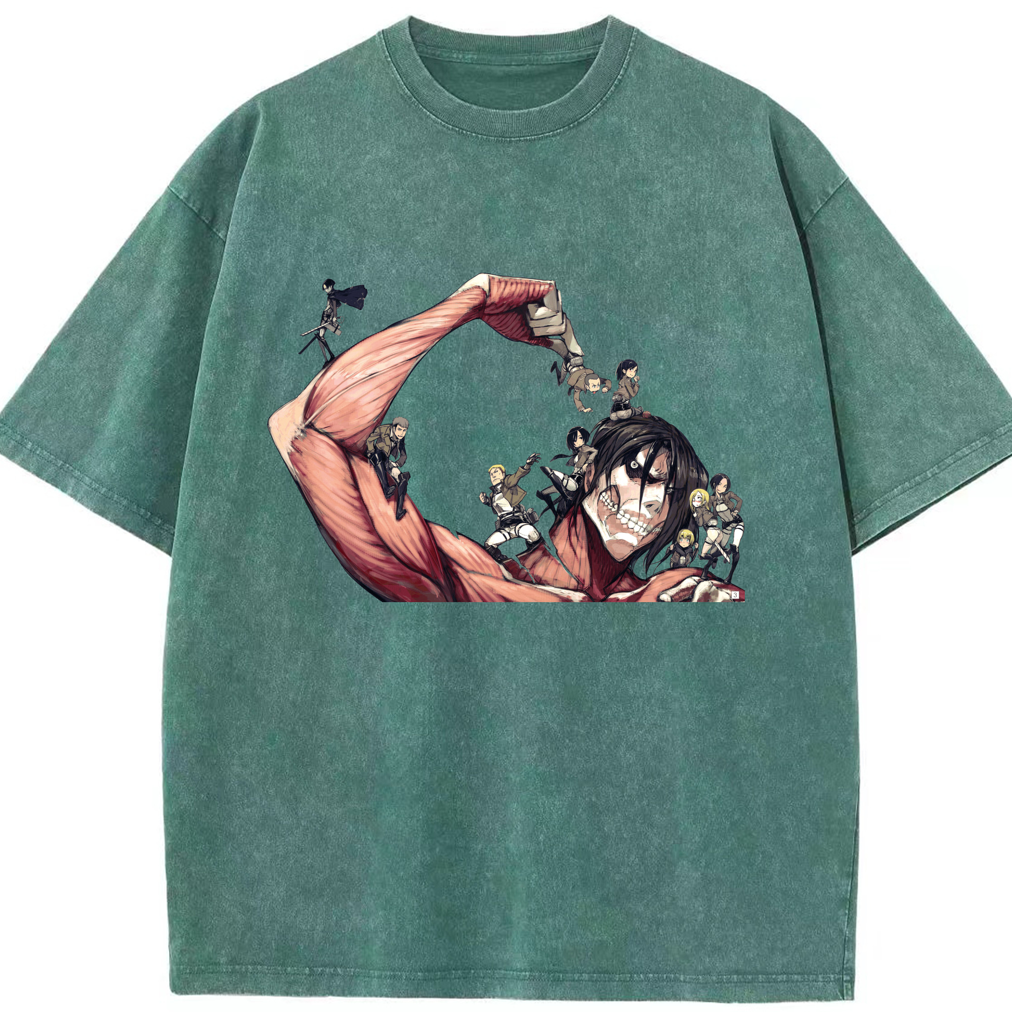 （画像用） 進撃の巨人 Attack on Titan 綿100% ヴィンテージ風 半袖Tシャツ（フロントプリント）